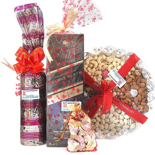 JW Double Black & Dry Nuts Tray, Chocolate Gift JW Double Black & Dry Nuts Tray, Chocolate Gift