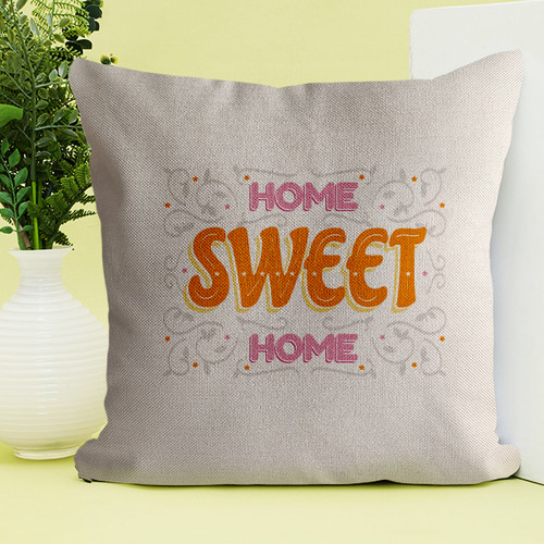 Home Sweet Home Print Jute Cushion