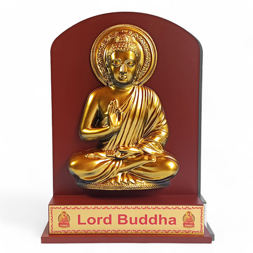 Golden Lord Buddha Statue Wall Hanging Frame - 11 Inch