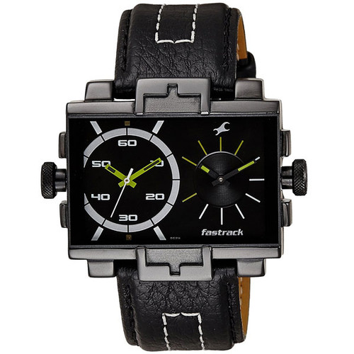 Fastrack Stainless Steel Case Black Dial Analog Watch for Men (3096NL01)