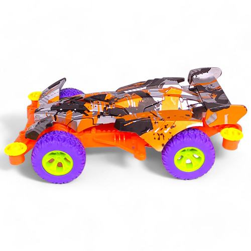 Kids' Fun Racing Car: Orange with Purple Tires