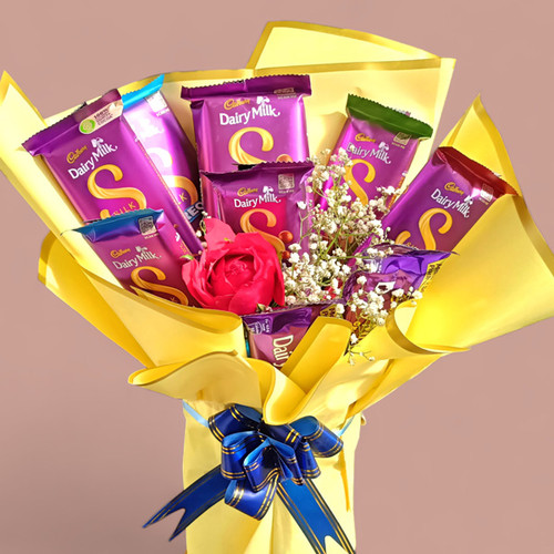 Dairy Milk Chocolates with Single Rose Elegance