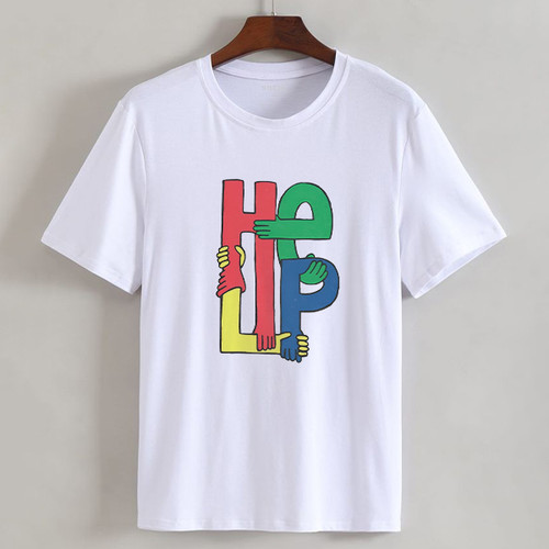 Colorful Help Designed T-Shirt