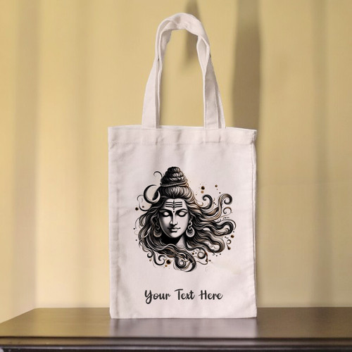Bholenath Tote Bag With Your Message Printed- Small Size