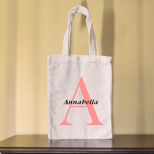 Personalized Tote Bag with Your First Name and Favorite Color (Small)