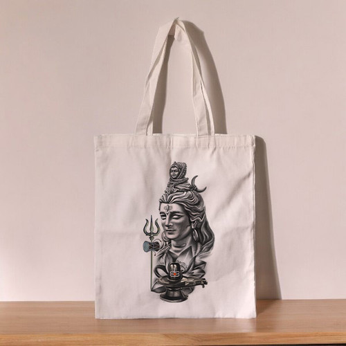 Lord Shiva Designed Tote Bag - Medium Size
