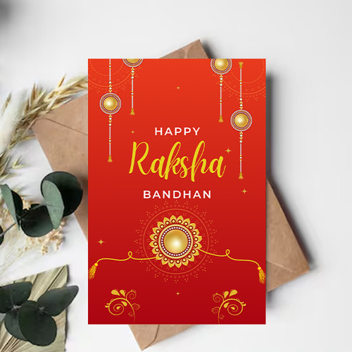 "Happy Raksha Bandhan" Greeting Card with Rakhi Themed