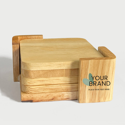 Elegant Personalized Wooden Tea Coaster Set of 4