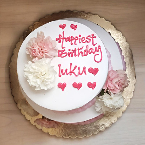 Crave Bakery White and Red Flower Double Tier Cake - 3lbs