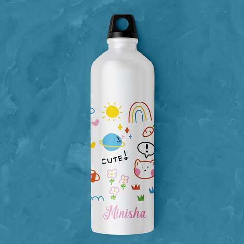 Cute and Your Name Printed Aluminum Bottle