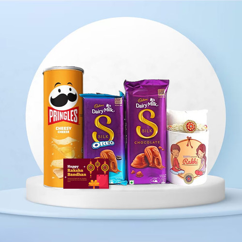Snack Savory Delight with Rakhi and Mug for Brother