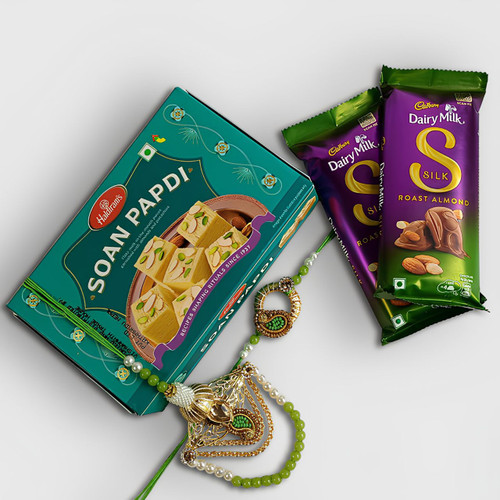 Bhaiya and Bhabhi Rakhi  with Mithai Gift Set