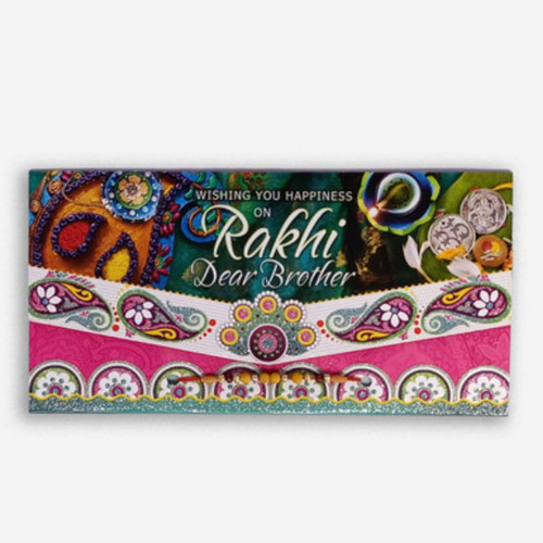 Rakhi with Happiness Greeting Card for Dear Brother