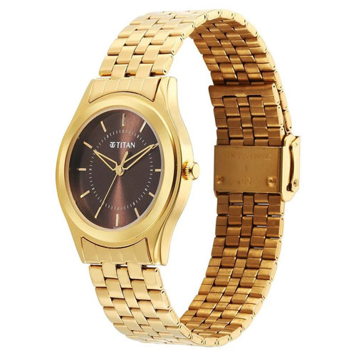 Titan Brown Dial Analog Stainless Steel Watch For Men- 1648YM06
