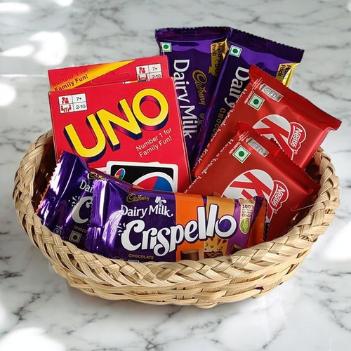 Chocolates Combo Basket with Playful Cards