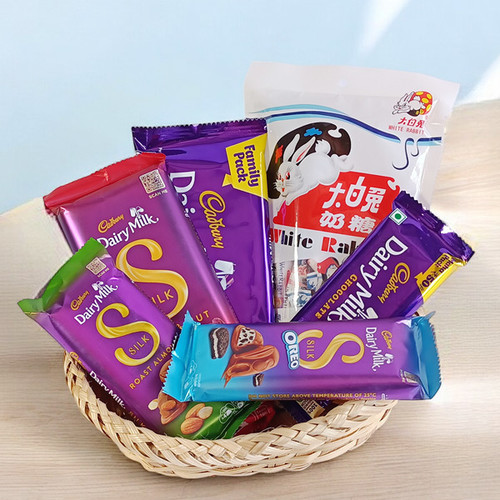 Delicious Cadbury & White Rabbit Chocolates Gift Basket