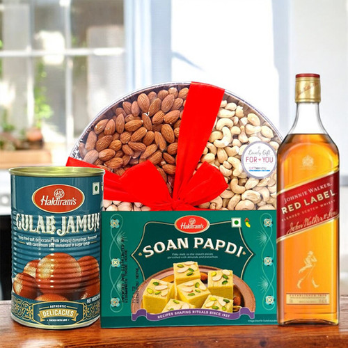 Sweetness Gift with Dry Nuts and Beverage