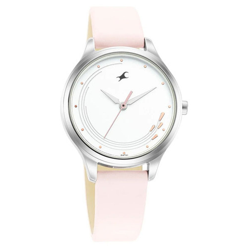 Fastrack Stunners Quartz Analog White Dial Leather Strap Watch for Girls - 6248SL01