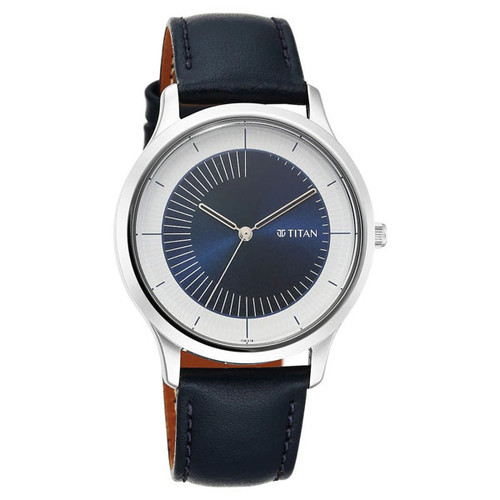 Titan Yin & Yang Blue Dial Analog Leather Strap Watch - 1825SL04