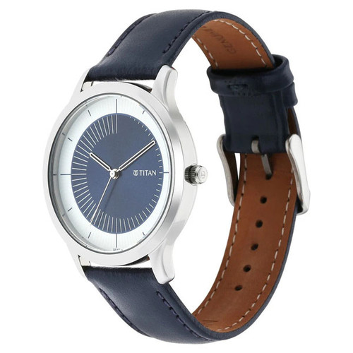 Titan Yin & Yang Blue Dial Analog Leather Strap Watch - 1825SL04
