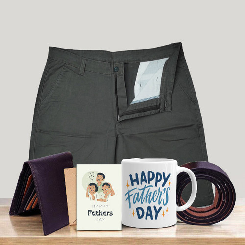 Thoughtful Father's Day Gift: Half Pants (Size 36), Belt, and Mug