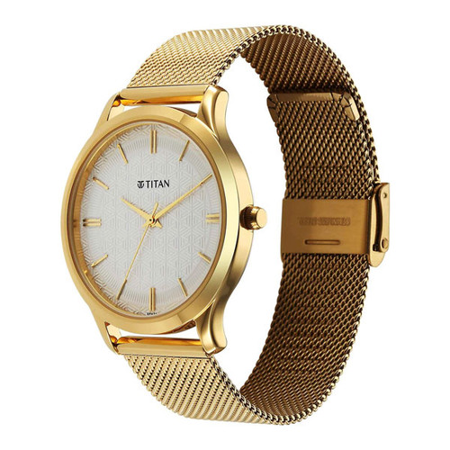 Titan Karishma Quartz Analog White Dial Stainless Steel Strap Watch for Men - 1825YM11