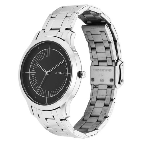 Titan Yin & Yang Black Dial Analog Stainless Steel Strap Watch for Men - 1825SM01