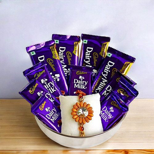 Assorted Cadbury Chocolates with Rakhi for Brother