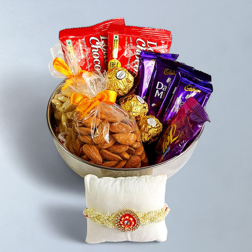 Rakhi Combo: Sweets & Dry Nuts Gift for Brother