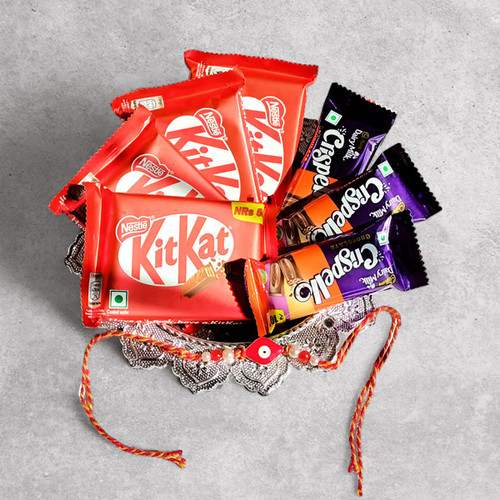 Evil Eye Rakhi with Chocolates in Tray for Brother