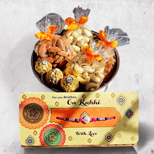 Rakhi with Dry Nuts Combo Gift for Brother
