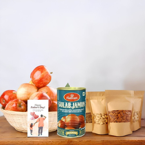 Apple Basket with Dry Nuts Combo with Sweets