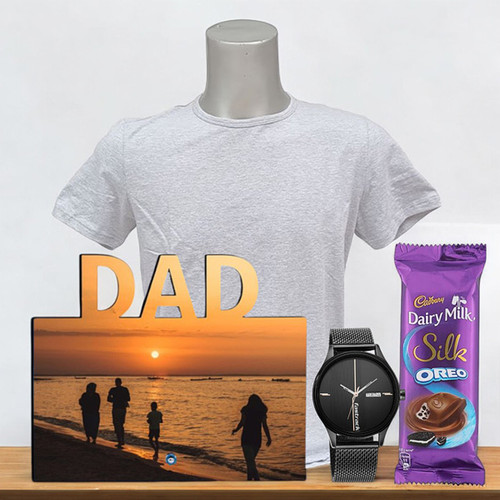 Luxury Gift with Customized Photo Broad and T-Shirt (XL Size)