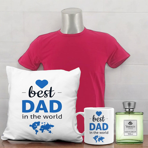 Stylish Gift with T-Shirt (L Size) and Perfume for Dad