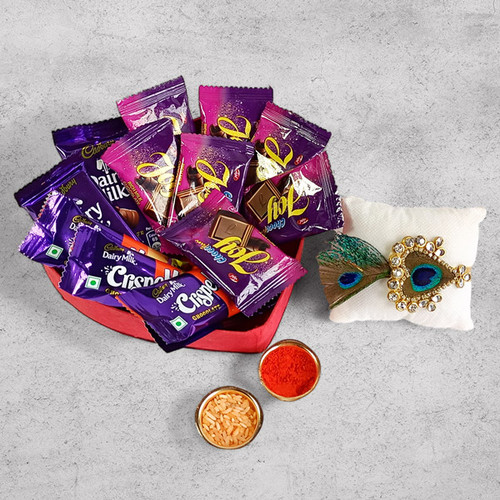 Sweet Treats with Mayur Rakhi Thread for Brother
