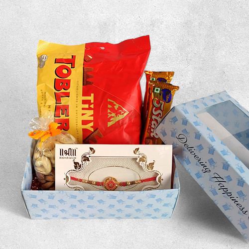 Elegant Rakhi with Chocolates for Brother