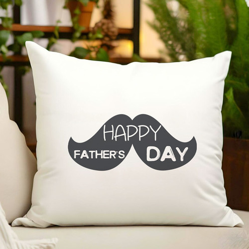 Happy Father's Day Moustache Printed Cushion