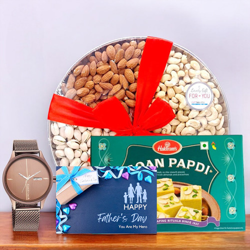 Fastrack Watch With Dry - Nuts Tray For Dad