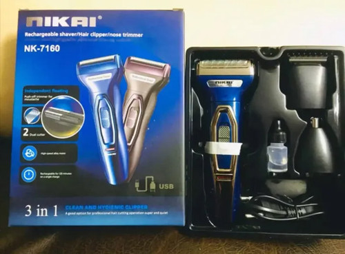 Nikai NK-7160 3-in-1 Rechargeable Shaver, Hair, & Nose Trimmer