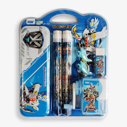 Armor Hero Blue Pencil Box with Stationery Set