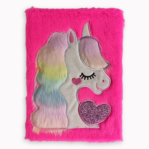 Unicorn Magic Dark Pink Furry Notebook