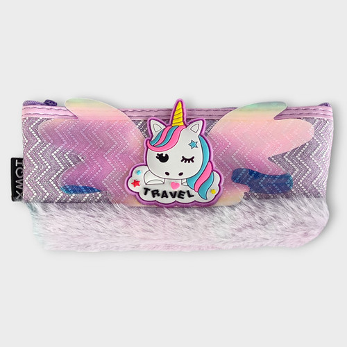 Magical Unicorn Furry Pencil Bag - Purple