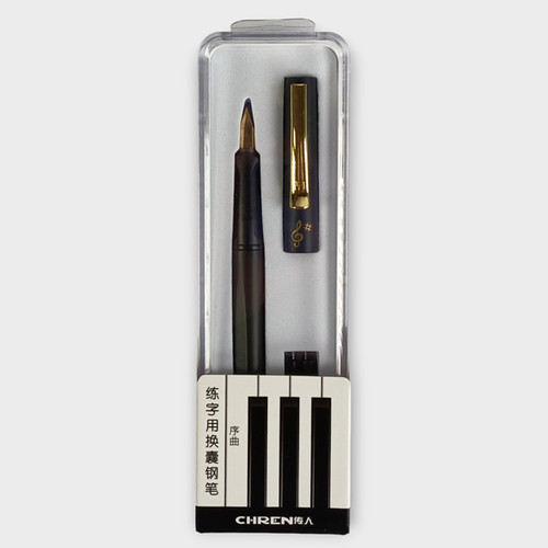 Chren Black Fountain Pen with Bullet Ink
