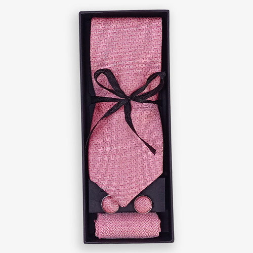 Pink Tie with Subtle Dots & Pocket Square