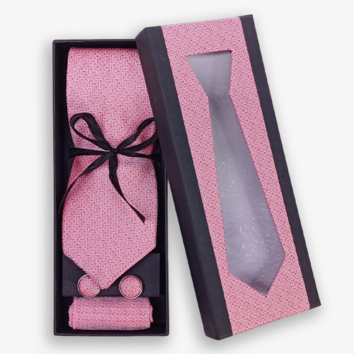 Pink Tie with Subtle Dots & Pocket Square