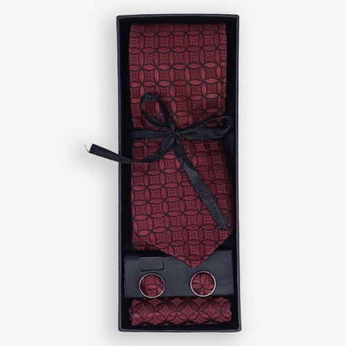 Red Tie with Four Petal Design