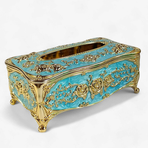 1pc Blue Rose Pattern Tissue Box Cover