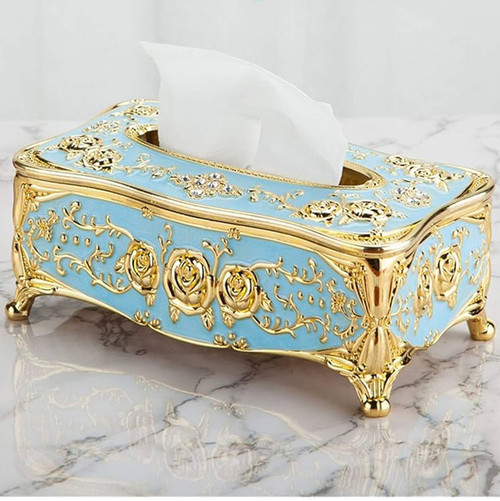 1pc Blue Rose Pattern Tissue Box Cover