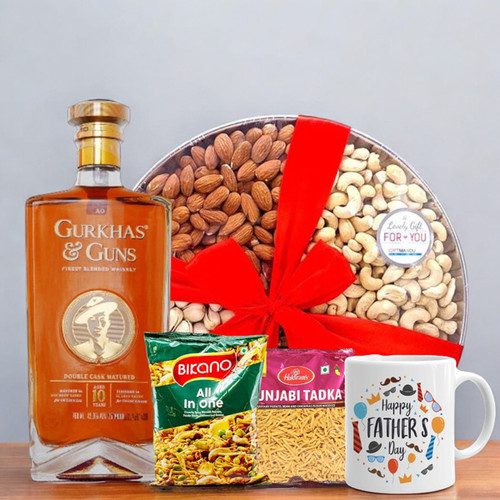 Gorkhas Guns 750ml, Mug, Nuts & Namkeen Perfect Combo