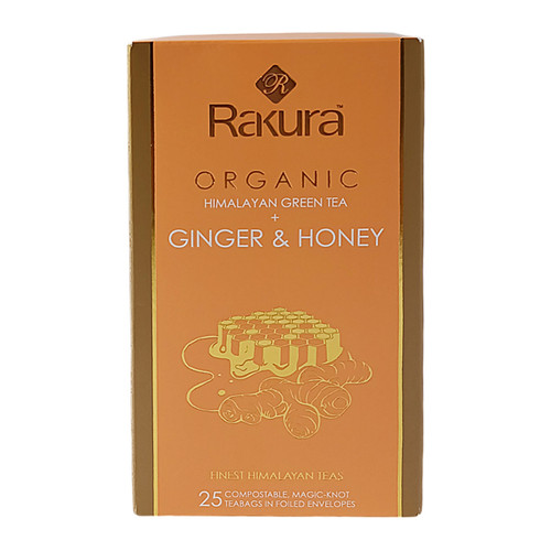 Rakura Organic Himalayan Green Tea with Ginger & Honey - 25 Tea Bags